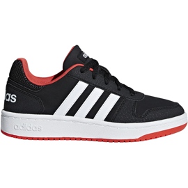 Dětské boty Adidas Hoops 2.0 K černo-červené B76067 bílý černý červený