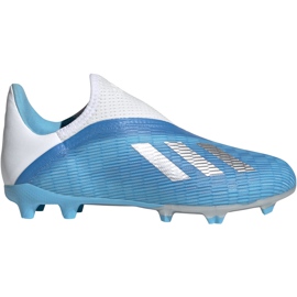 Kopačky Adidas X 19.3 Ll Fg Junior modré EF9114 modrá, bílá, stříbrná modrý