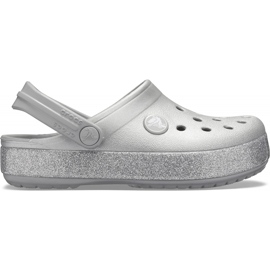 Crocs pro děti Crocband Glitter Clog Kids stříbrná 205 936 040 stříbro