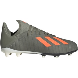 Zelené kopačky Adidas X 19.3 Fg Junior EF8374 šedá zelená