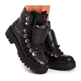 BUGO Dámské ploché kozačky s jazykem Black Passa černá BUGO Dámské ploché kozačky s jazykem Black Passa černá