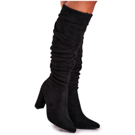 PS1 Dámské boty na podpatku semišové černé Cromes černá PS1 Dámské boty na podpatku semišové černé Cromes černá