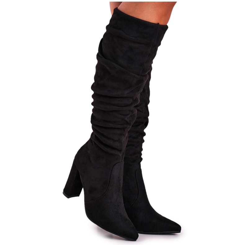 PS1 Dámské boty na podpatku semišové černé Cromes černá PS1 Dámské boty na podpatku semišové černé Cromes černá