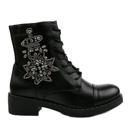 Černé kozačky s ozdobami Shyvia M620 Black černý
