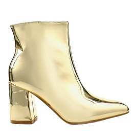 Zlaté kotníkové boty na sloupek, zlatý zip SY50P Zlaté kotníkové boty na sloupek, zlatý zip SY50P