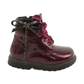 Miss Dívčí lakované kozačky s mašlí 20DZ60-3246 bordó červený