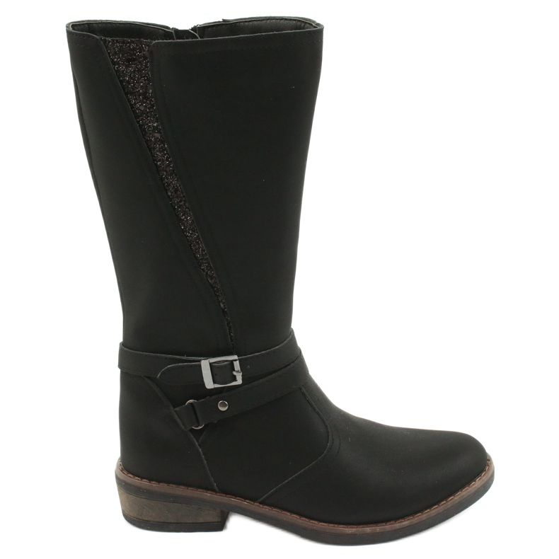 American Club Dlouhé kozačky s třpytivou černou americkou GC24 / 20 černá