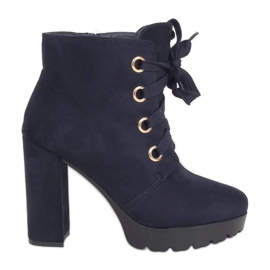 L8126 Námořnická tmavě modrá platformová obuv námořnická modrá
