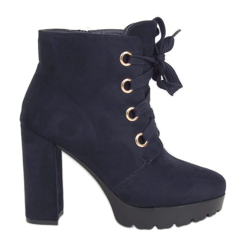 L8126 Námořnická tmavě modrá platformová obuv námořnická modrá