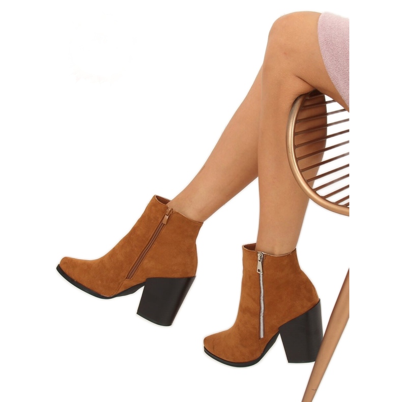 Velbloudí boty na velkém podpatku Camel TX-1873 hnědý