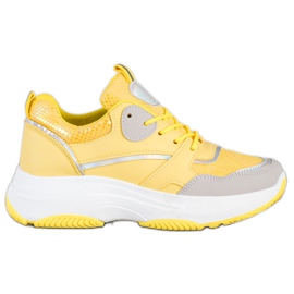 Ideal Shoes Neformální tenisky na platformě žluť