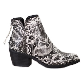 SHELOVET Snake Print Boot bílý černý