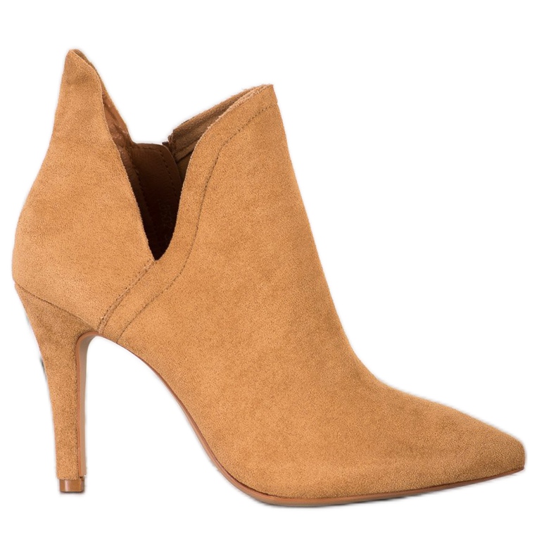 Bella Paris Stylové kozačky na vysokém podpatku hnědý