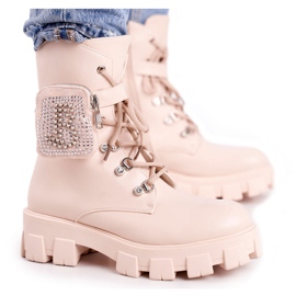 FS1 Dámské boty na platformě, béžové, teplé, Soul béžový