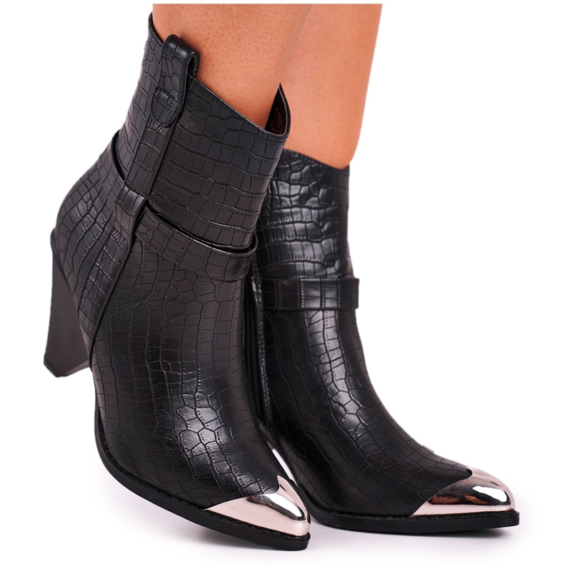 FG1 Dámské kozačky s vysokou ocelovou špičkou potištěné věčně černá