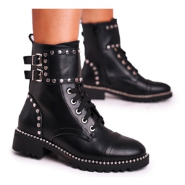 Ideal Dámské boty Teplé stříbrné nýty Black Freed černý