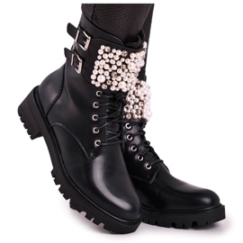 Marquiiz Dámské boty na plochém podpatku Military Black Bemmer černá