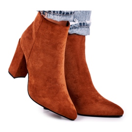 FW1 Dámské kozačky na podpatku Suede Camel Sharks hnědý