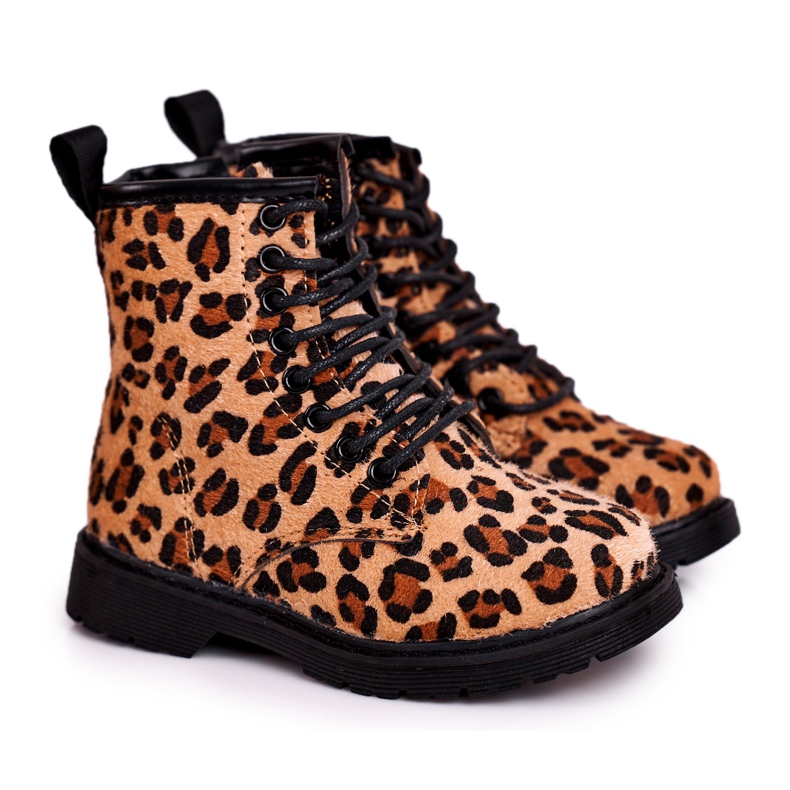 FRROCK Dětské kozačky s leopardím vzorem Dafne hnědý vícebarevný FRROCK Dětské kozačky s leopardím vzorem Dafne hnědý vícebarevný