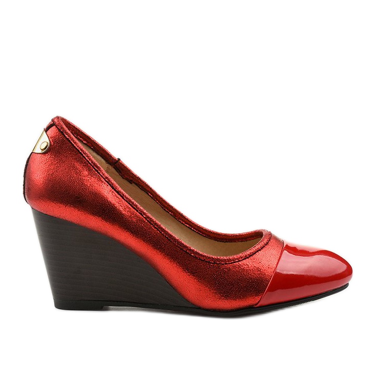 Červené lodičky na klínové patě Bluehorn