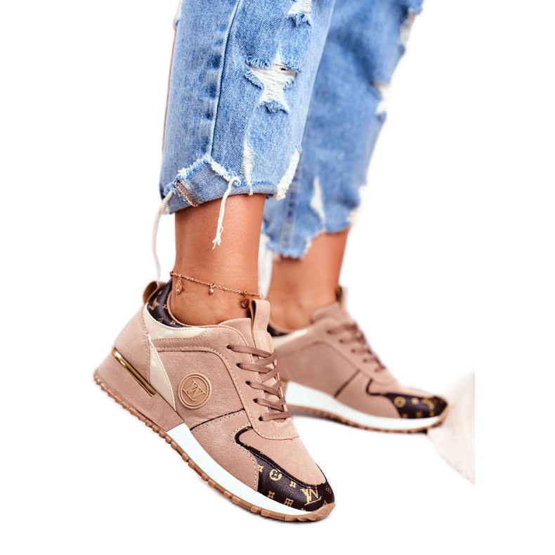 Dámské sportovní boty béžové zlaté prvky Clementine béžový hnědý zlatý