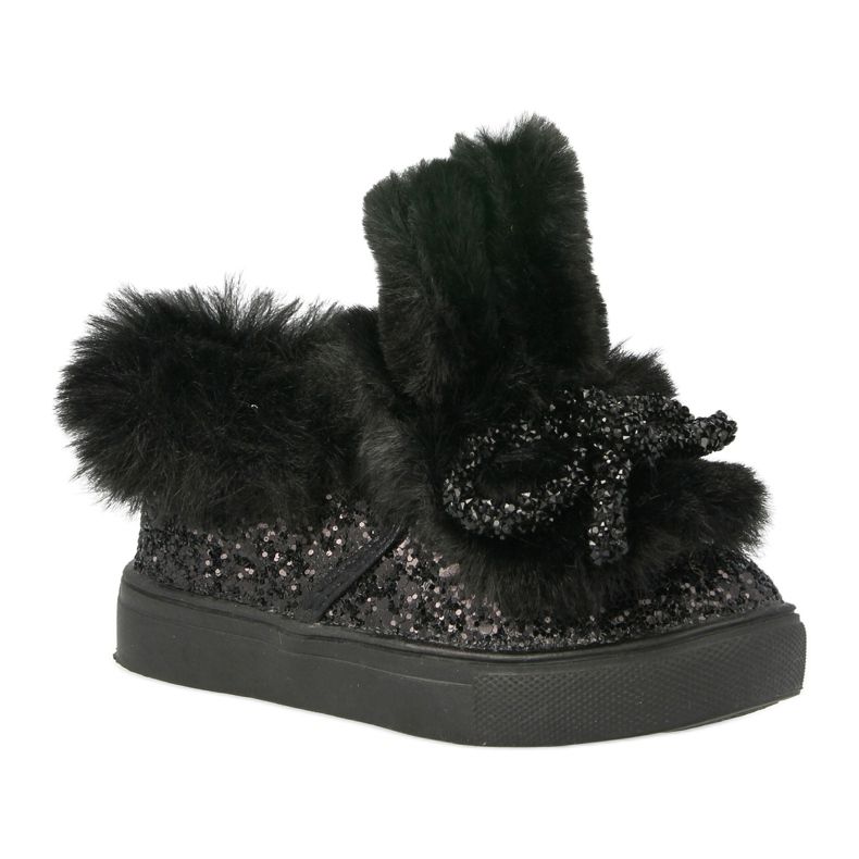 FRROCK Dětské černé teplé mumi tenisky černá