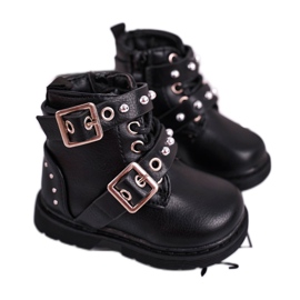 FRROCK Dětské boty zateplené kožešinou Black Mary černý