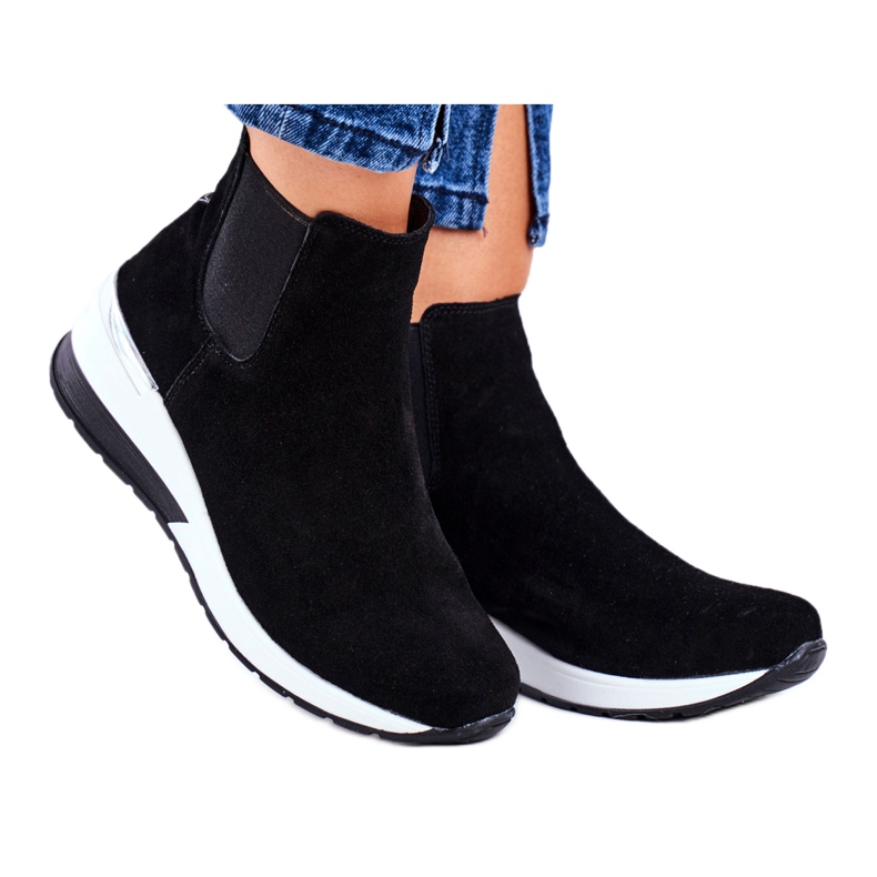 Vinceza Dámské sportovní boty Tenisky černé kůže 21-7781 bílý černá