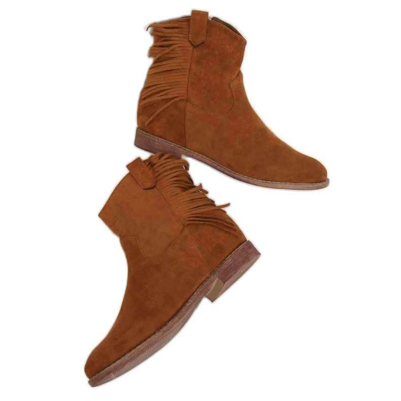 Boty ve stylu boho camel 688-A99 Camel hnědý vícebarevný