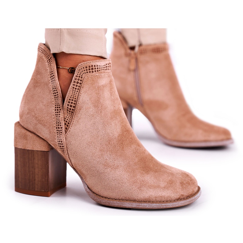 MSMG Dámské kozačky na podpatku střih Khaki Meliori Dream MSMG Dámské kozačky na podpatku střih Khaki Meliori Dream