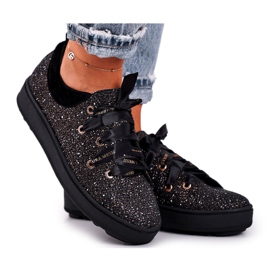 Dámské tenisky Elegantní kůže Laura Messi Black 2045 černý