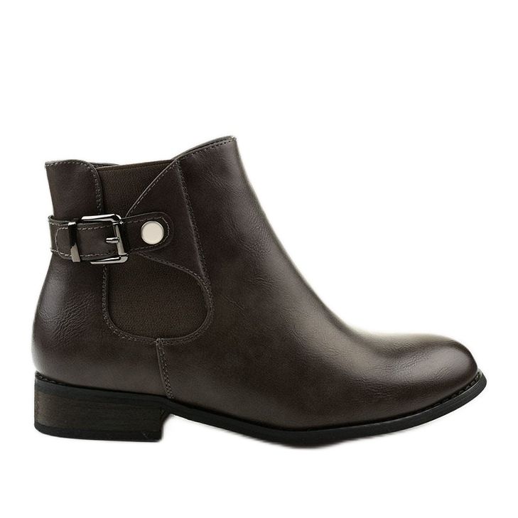 Šedé ploché kotníkové boty s gumičkou a zipem 20Y8035-1 šedá