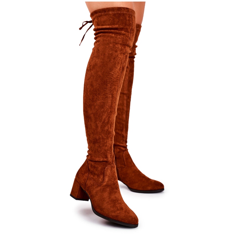 Dámské kozačky Sergio Leone lycra camel KZ281 hnědý vícebarevný