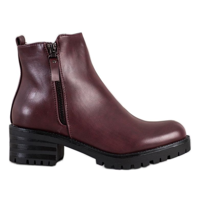 Ideal Shoes Pohodlné bordové kozačky červené vícebarevný Ideal Shoes Pohodlné bordové kozačky červené vícebarevný