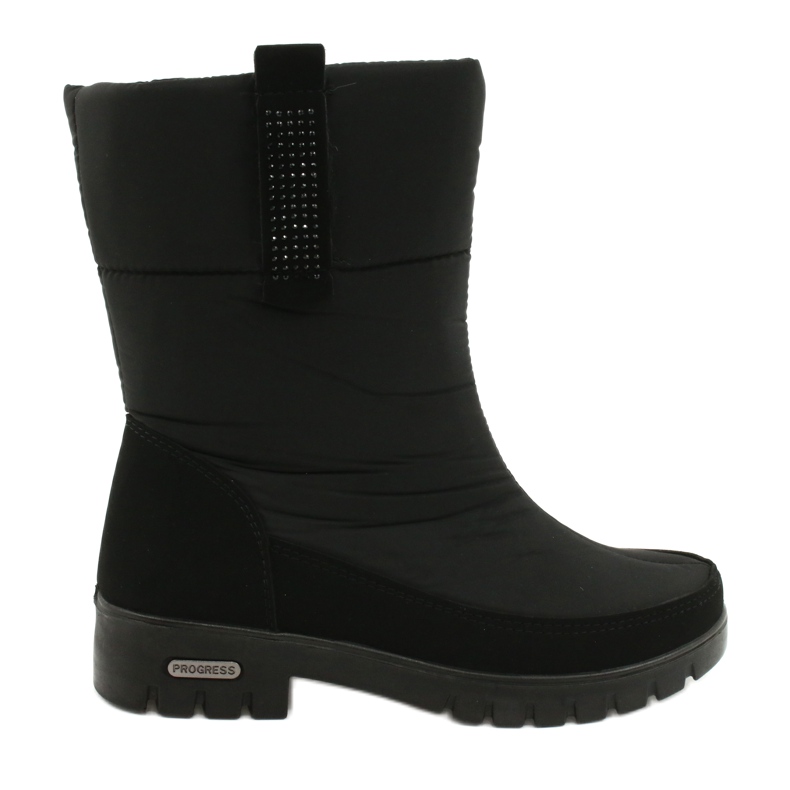 Světlé kožešinové sněhové boty Progress 20-09 černé černá