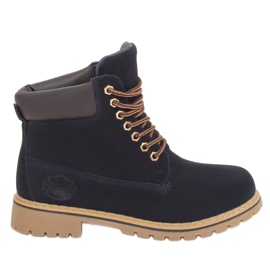 Dámské tmavě modré zateplené kozačky B175-22 NAVY / CAMEL námořnická modř
