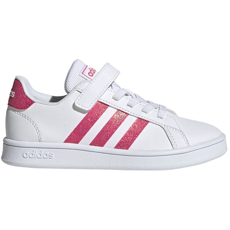 Dětské boty Adidas Grand Court C bílo-růžové EG3811 bílý růžový