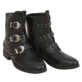 Černé kozačky s cvočky černé HX502 Black černý