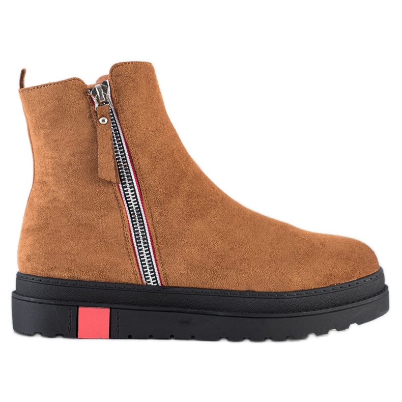 Seastar Boty na černé platformě hnědý