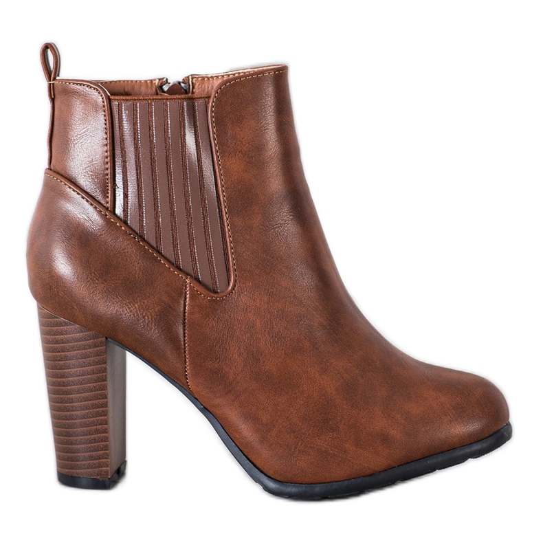 Abloom Pohodlné kozačky na sloupku hnědý