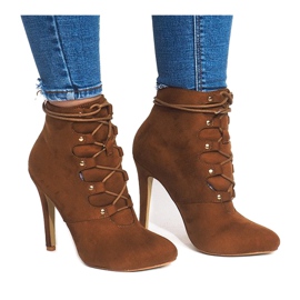 Boty na vysokém podpatku H253 Camel hnědý