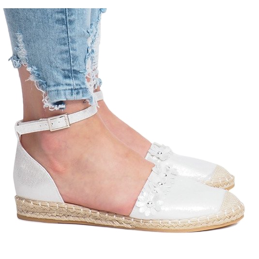 Stříbrné espadrilky s květinami LL6271 stříbrný