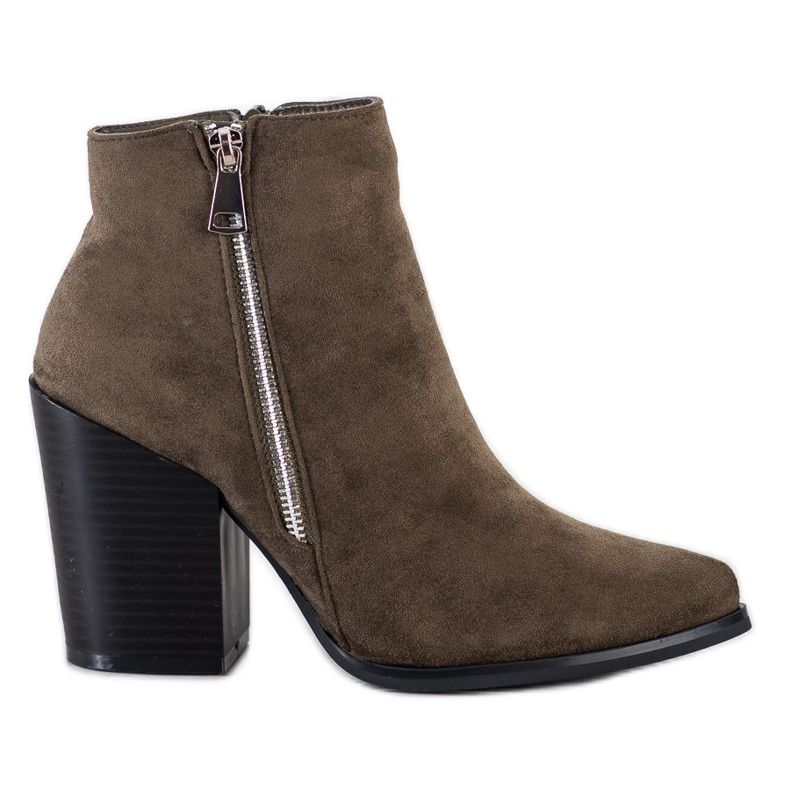 Marquiz Teplé kozačky s ozdobným zipem hnědý zelená