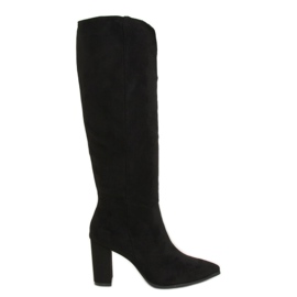 Klasické kozačky s vykrojeným černým RB89P Black