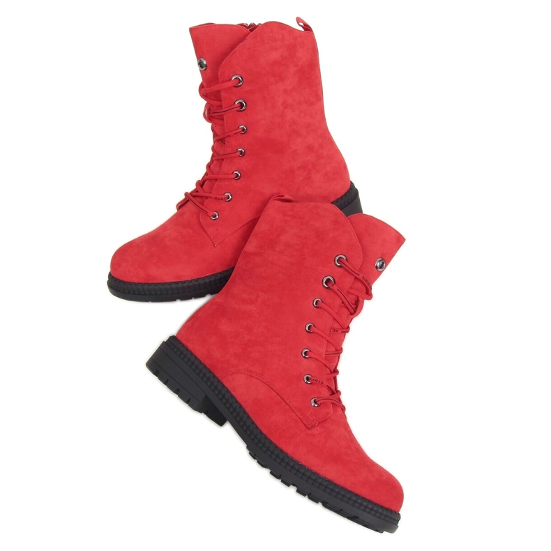 Červené šněrovací pracovnice J320 červená