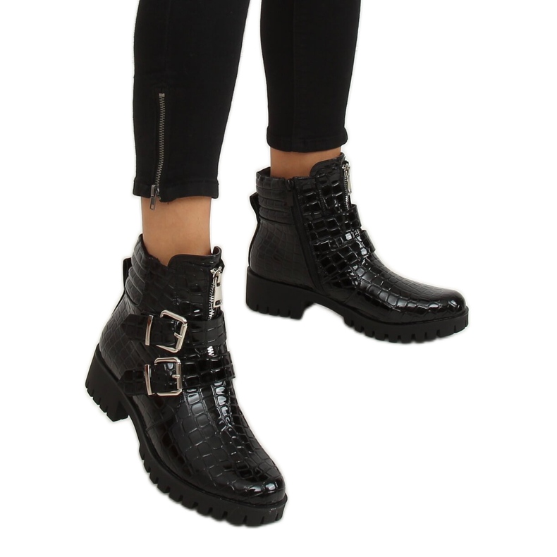 Černé lakované dámské boty XJ-29 Black černá