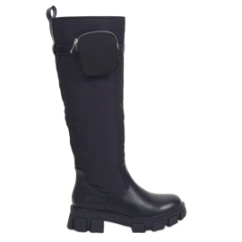 Černé kozačky s kabelkou RB100P Black černý