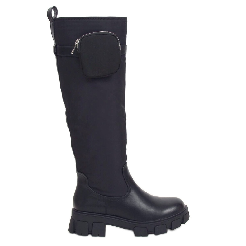 Černé kozačky s kabelkou RB100P Black černá Černé kozačky s kabelkou RB100P Black černá