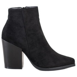 Super Me Černé Boty Na Širokém Sloupku černá Super Me Černé Boty Na Širokém Sloupku černá