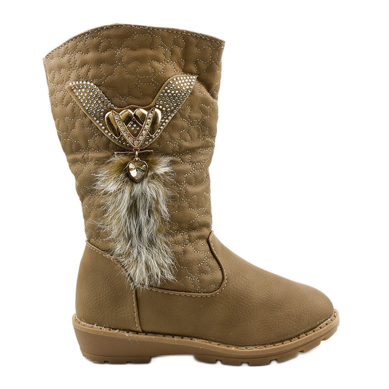 Dětské zateplené boty Eilris pro dívky béžový khaki